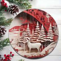 森の冬の3Dトナカイ