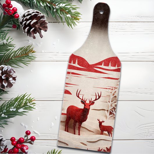森の冬の3Dトナカイ カッティングボード