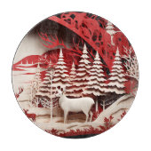 森の冬の3Dトナカイ カッティングボード (正面)