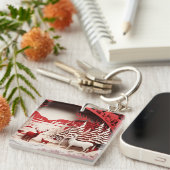 森の冬の3Dトナカイ キーホルダー (正面右)