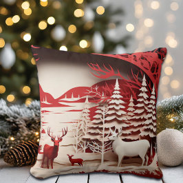 森の冬の3Dトナカイ クッション