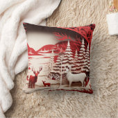森の冬の3Dトナカイ クッション (ブランケット)