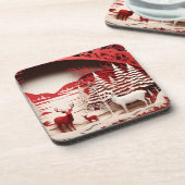 森の冬の3Dトナカイ コースター (左側)