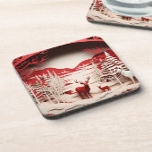 森の冬の3Dトナカイ コースター (左側)