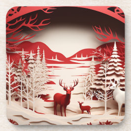 森の冬の3Dトナカイ コースター