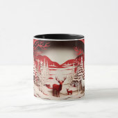 森の冬の3Dトナカイ マグカップ (中央)