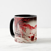 森の冬の3Dトナカイ マグカップ (正面左)