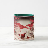 森の冬の3Dトナカイ マグカップ (中央)