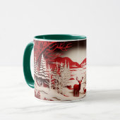 森の冬の3Dトナカイ マグカップ (正面左)