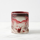 森の冬の3Dトナカイ マグカップ (中央)