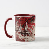 森の冬の3Dトナカイ マグカップ (左)