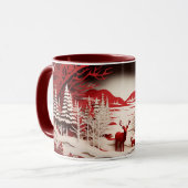 森の冬の3Dトナカイ マグカップ (正面左)