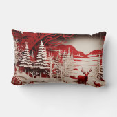 森の冬の3Dトナカイ ランバークッション (裏面)