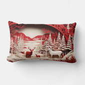 森の冬の3Dトナカイ ランバークッション (正面)