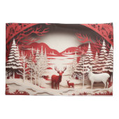 森の冬の3Dトナカイ 枕カバー (裏面)