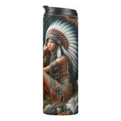 森の出会い:女性、狼、火。 タンブラー (回転右)