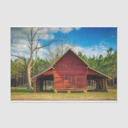 森の前に誇らしげに立つジョージアの納屋 薄葉紙 (正面)