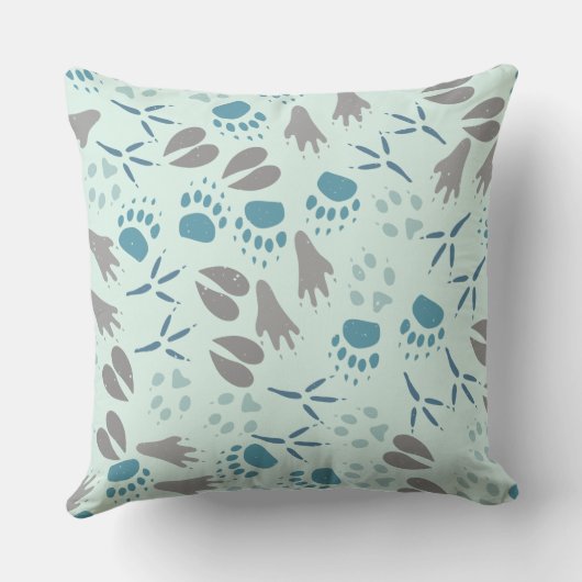 森の動物がアライグマ鹿クマの鳥を追跡 クッション (裏面)