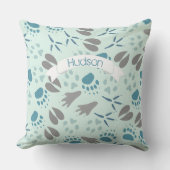 森の動物がアライグマ鹿クマの鳥を追跡 クッション (正面)