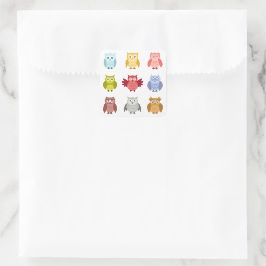 森の動物が一列に並ぶ スクエアシール (バッグ)