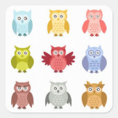 森の動物が一列に並ぶ スクエアシール (正面)