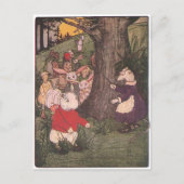 森の動物が学校に戻る ポストカード (正面)