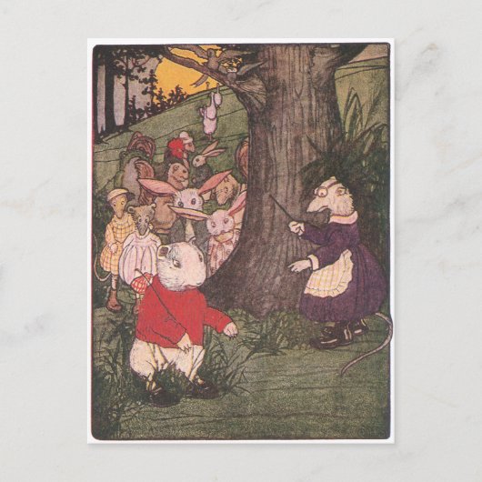 森の動物が学校に戻る ポストカード (正面)