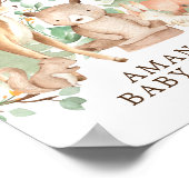 森の動物が赤ちゃんのシャワーを歓迎 ポスター (角)