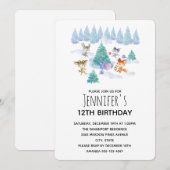 森の動物たちが松の木の誕生日を祝って踊る 招待状 (正面/裏面)