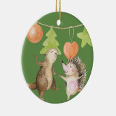 森の動物たちのクリスマス セラミックオーナメント (右)