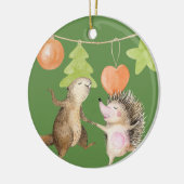 森の動物たちのクリスマス セラミックオーナメント (左)