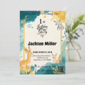 森の動物たちのファーストバースデー招待状 招待状 (スタンド正面)