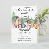 森の動物たちの冒険が待っているベビーシャワー 招待状 (スタンド正面)