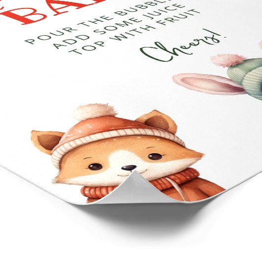 森の動物たちの冬のママモーザバーポスター ポスター (角)