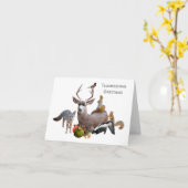 森の動物たちの感謝祭カード カード (黄色い花)