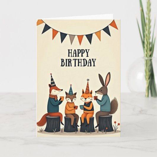 森の動物たちの誕生日カード カード (正面)