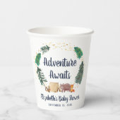 森の動物たちを待つ赤ちゃんシャワーの冒険 紙コップ (裏面)