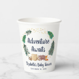 森の動物たちを待つ赤ちゃんシャワーの冒険 紙コップ