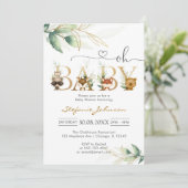 森の動物たち おめでとうベビーシャワーの招待状 招待状 (スタンド正面)