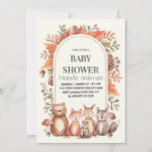 森の動物たち クマ きつね 赤ちゃん歓迎会 招待状 (正面)