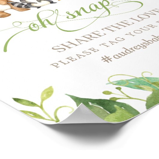 森の動物たち グリーン オー スナップ 愛をシェア ポスター (角)