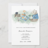 森の動物たち - ピクニック - ベビーシャワー 招待状 (正面)