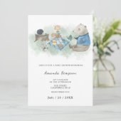 森の動物たち - ピクニック - ベビーシャワー 招待状 (スタンド正面)