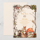 森の動物たち　ベイビーシャワーのご案内 招待状 (正面/裏面)