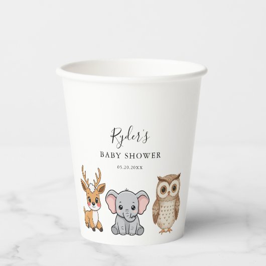 森の動物たち ベビーシャワー 紙コップ (正面)
