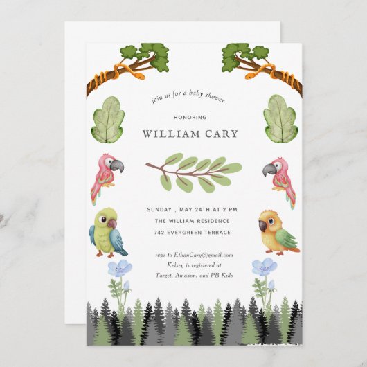 森の動物たち 招待状 (正面/裏面)