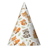 森の動物たち 森のワイルド・ワン 1歳の誕生日 パーティーハット (左)