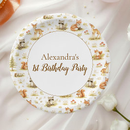 森の動物たち 森の1歳の誕生日 ペーパープレート