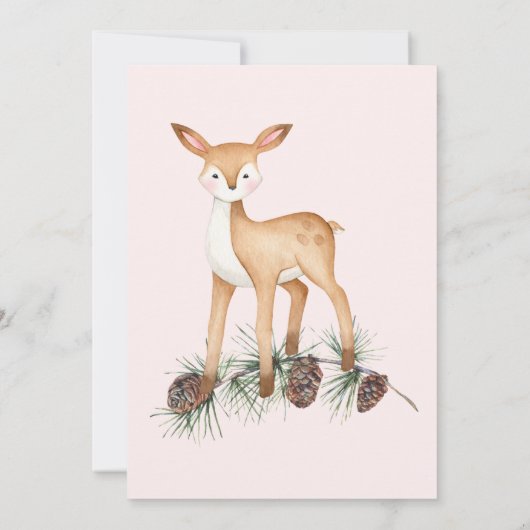 森の動物たち 緑の自然の中で ワイルドな1歳の誕生日 招待状 (裏面)