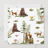 森の動物たち 緑の赤ちゃん 男の子のシャワー 招待状 (裏面)